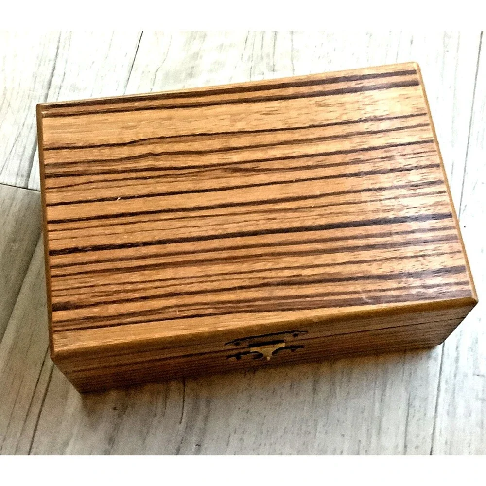 Vintage Japan Wood Jewelry Box Trinket Signed Exotic Wood